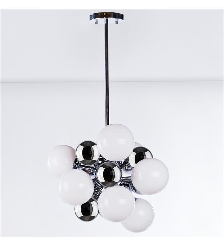 Lampa wisząca Noble nowoczesna designerska białe i chromowane kule