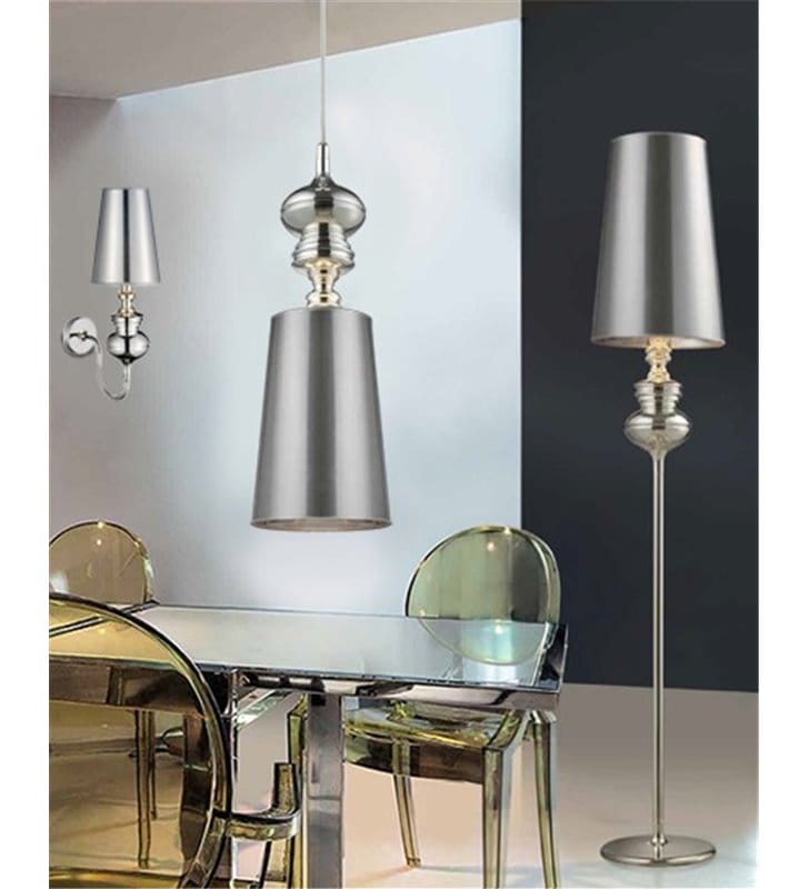 Lampa wisząca Baroco srebrna designerska w stylu glamour