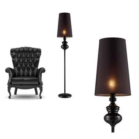 Lampa podłogowa Baroco czarna designerska w sylu glamour
