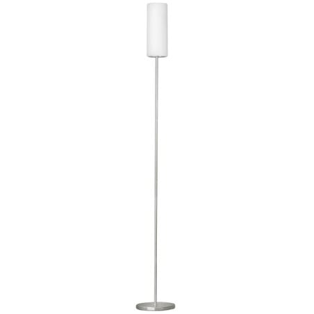 Lampa podłogowa Troy3 prosta wąska ze szklanym białym satynowanym kloszem włącznik podłogowy