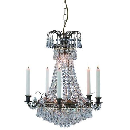 Elegancki klasyczny żyrandol z kryształkami Lacko patyna świece np. do jadalni salonu