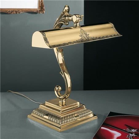 Złota lampa gabinetowa Adrano stylowa klasyczna wysoka jakość wykonania