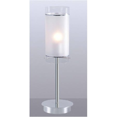 Lampa stołowa Vigo podstawa metal chrom klosz szklana tuba satynowana