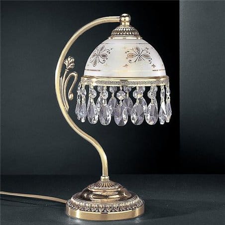 Lampa stołowa nocna Afragola złota klasyczna z kryształami