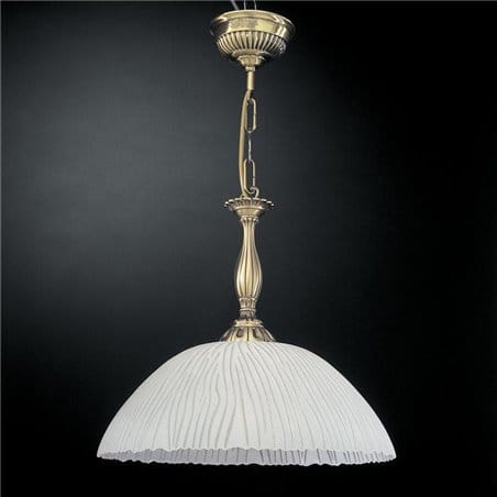 Biała lampa wisząca Gorycja metal mosiądz dekoracyjny szklany klosz 38cm