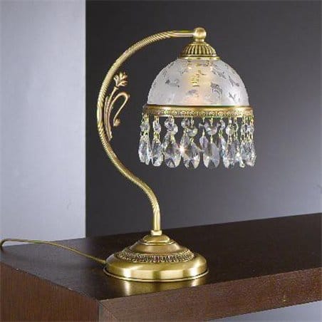 Lampka nocna Brugherio z kryształami styl klasyczny do salonu sypialni na komodę- OD RĘKI