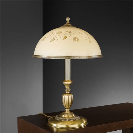 Lampka na komodę Latina 56cm klasyczna stylowa mosiądz dekoracyjny klosz ze szkła