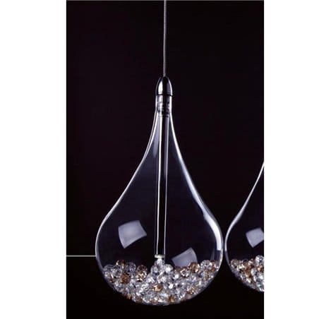Lampa wisząca Perle pojedyncza klosz szklany w kształcie kropli z kryształkami