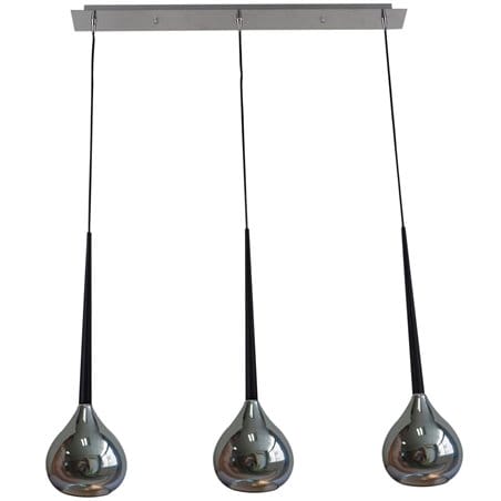Lampa wisząca Libra chrom czarne detale przy kloszu 3 punktowa nowoczesna nad stół do salonu kuchni jadalni