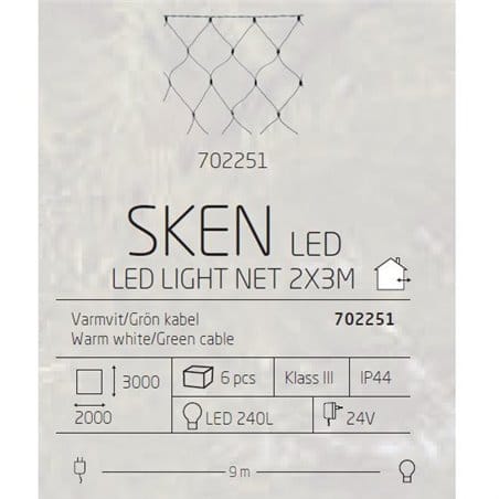 Lampki zewnętrzne Net 2x3m Sken LED- DOSTĘPNA OD RĘKI