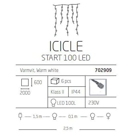 Lampki zewnętrzne Sople Start 100 LED 2x0,6m 