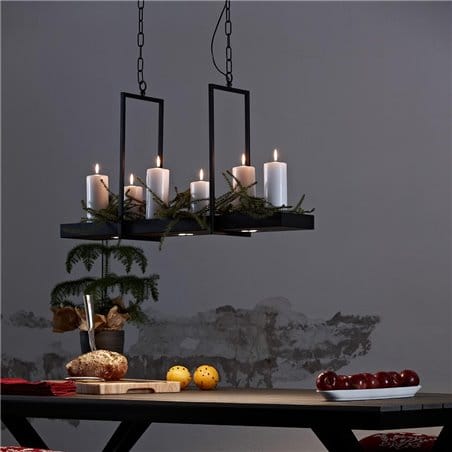 Lampa wisząca Tray czarna nad stół wyspę kuchenną do kuchni jadalni półka górę można dekorować