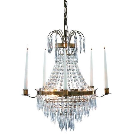Krageholm stylowy klasyczny żyrandol kryształowy ze świecami wykończenie patyna do salonu jadalni - OD RĘKI
