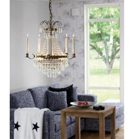 Krageholm stylowy klasyczny żyrandol kryształowy ze świecami wykończenie patyna do salonu jadalni - OD RĘKI