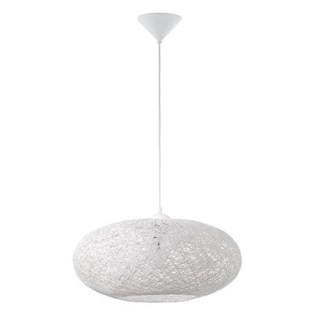 Biała okrągła lampa wisząca nad stół do jadalni do sypialni Campilo średnica 45cm