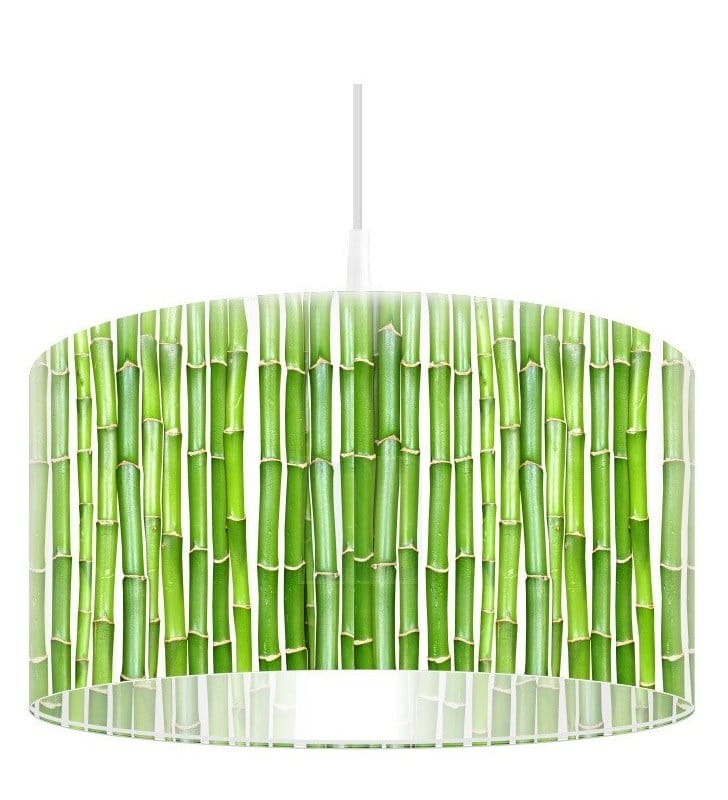 Zielona lampa wisząca Soczysty Bambus z nadrukiem bambusa