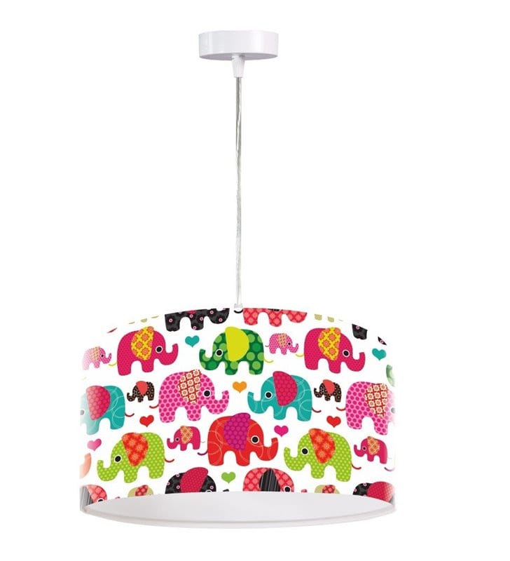 Kolorowa lampa wisząca Szczęśliwy Słonik do pokoju małego dziecka