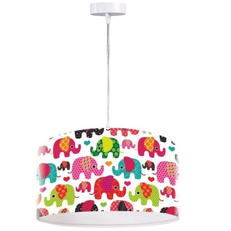 Kolorowa lampa wisząca Szczęśliwy Słonik do pokoju małego dziecka