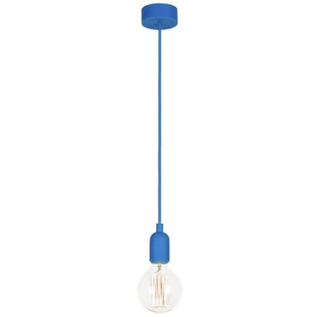 Lampa wisząca Silicone przewód w oplocie w kolorze niebieskim do żarówki - OD RĘKI