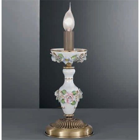 Lampa stołowa z elementami porcelany Marsala