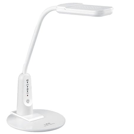Biała lampka biurkowa Timo LED z elastycznym ramieniem i włącznikiem dotykowym