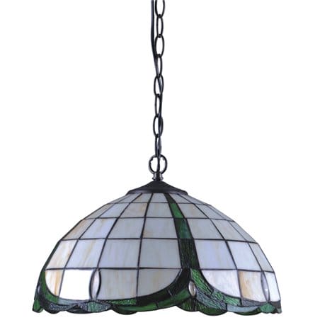 Witrażowa klasyczna lampa wisząca Papi w stylu Tiffany z masy perłowej szkła i metalu np. do kuchni jadalni nad stół - OD RĘKI