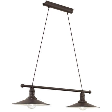 Lampa wisząca Stockbury podwójna metalowa brązowa w stylu vintage retro loftowym