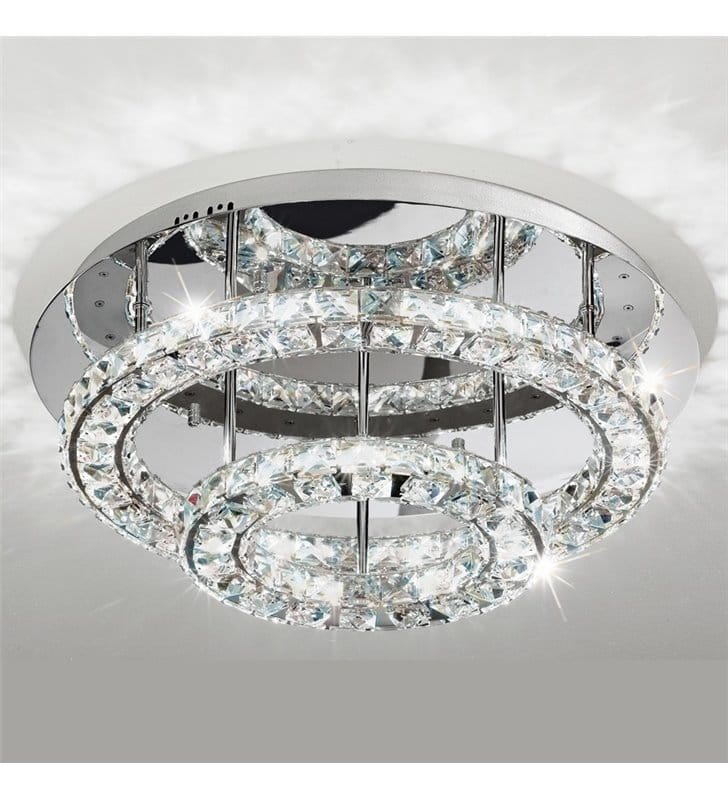 Plafon kryształowy Toneria LED 4000K 55cm 2 kryształowe obręcze do salonu