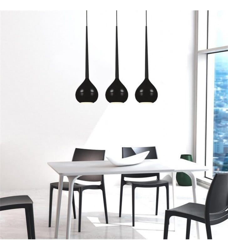 Lampa wisząca Aga potrójna czarna w nowoczesnym stylu do jadalni nad stół kuchni nad wyspę kuchenną do sypialni salonu