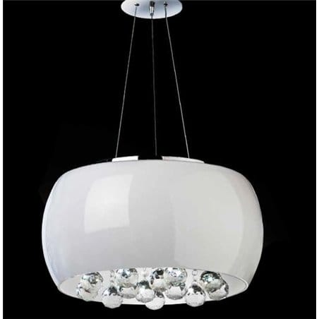 Lampa wisząca Quince biały szklany klosz z kryształkami w stylu glamour