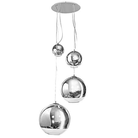 Lampa wisząca Silver Ball długa 4 szklane kule na okrągłej podsufitce do salonu sypialni jadalni kuchni nad schody