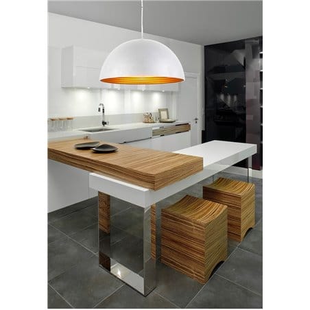 Modena nowoczesna biała lampa wisząca ze złotym środkiem do jadalni kuchni salonu sypialni długa