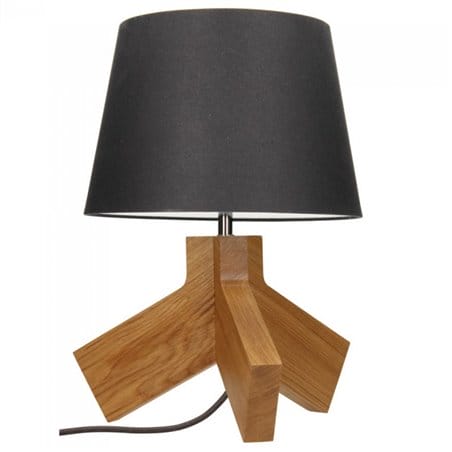 Lampa stołowa Tilda drewniana dębowa podstawa z antracytowym abażurem - OD RĘKI