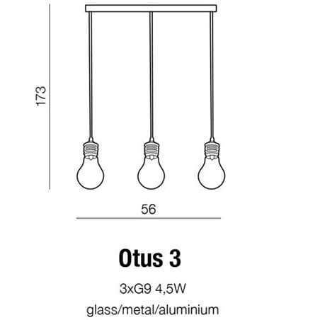 Lampa wisząca Otus potrójna klosze szklane jak żarówki wewnątrz klosza metalowe sprężynki do salonu jadalni kuchni