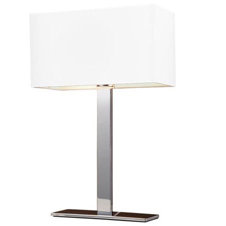 Lampa stołowa Martens biały prostokątny abażur z materiału podstawa chrom do salonu sypialni jadalni hotelu