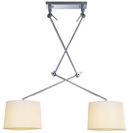 Lampa wisząca Adam podwójna z białymi abażurami ramiona łamane regulacja wysokości do salonu sypialni jadalni nad stół - OD RĘKI