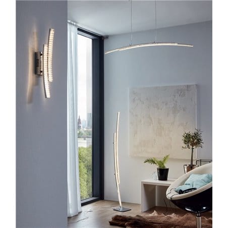 Lampa wisząca Pertini LED nowoczesna podłużna wąska w kolorze chrom