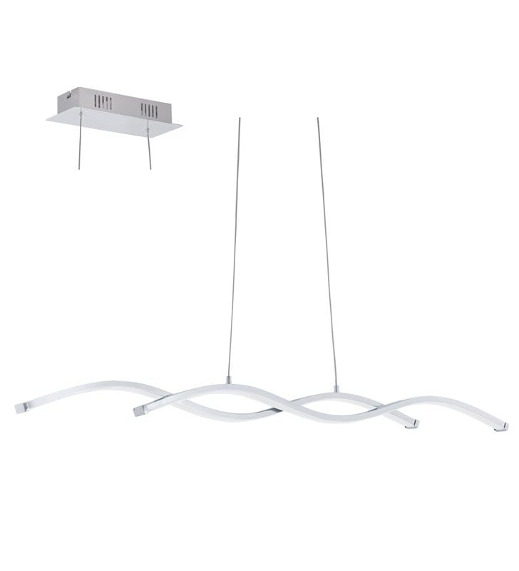 Podłużna lampa wisząca Lasana2 LED chrom styl nowoczesny nad stół do jadalni kuchni salonu biura - OD RĘKI
