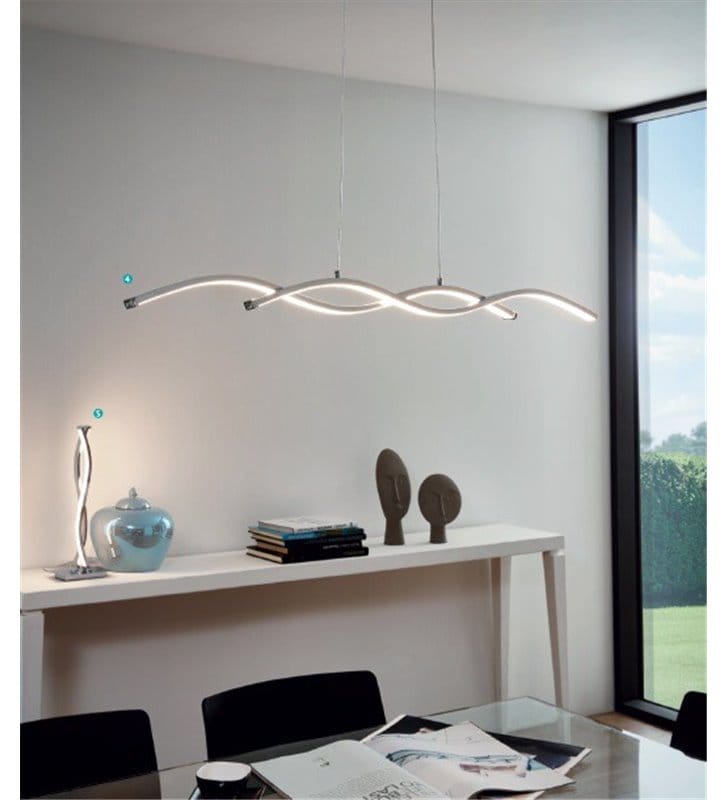 Lampa wisząca Lasana2 LED długa chromowana nowoczesna do biura jadalni kuchni nad stół do salonu