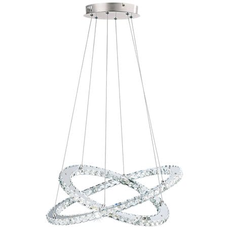 Elegancka lampa wisząca Varrazo LED dwie kryształowe obręcze 2 pierścienie glamour 4000K