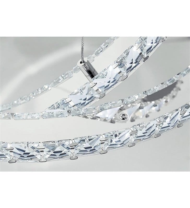 Elegancka lampa wisząca Varrazo LED dwie kryształowe obręcze 2 pierścienie glamour 4000K
