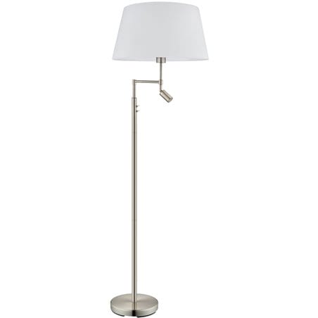 Lampa stojąca Santander z dodatkowym LEDowym punktem świetlnym biały abażur 2 włączniki na lampie