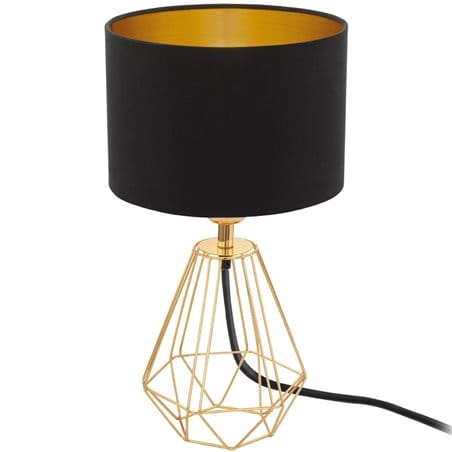 Nowoczesna lampa stołowa Carlton2 druciana podstawa w kolorze mosiądzu czarno złoty abażur do salonu sypialni jadalni