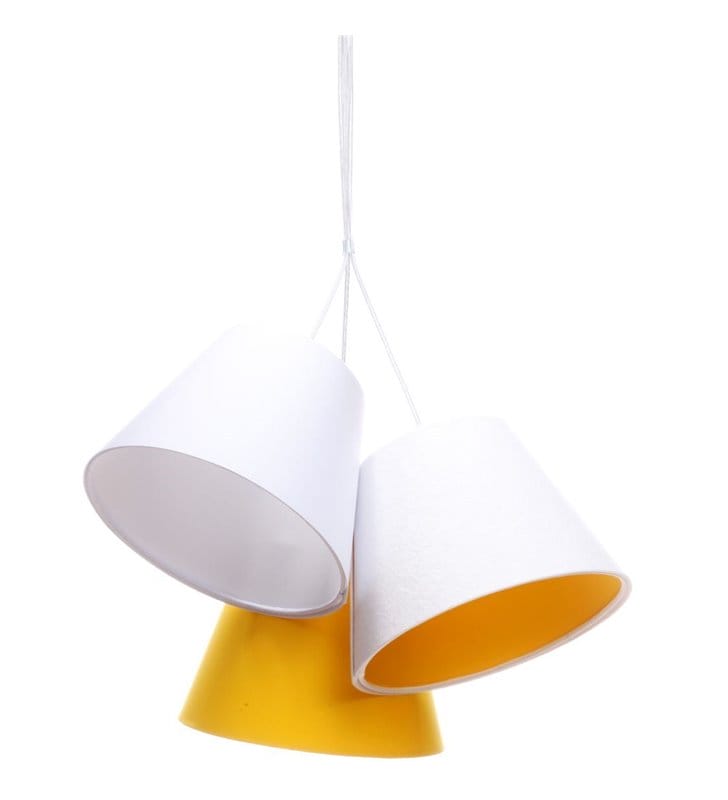 Potrójna biało żółta lampa wisząca Wioletta do salonu sypialni jadalni pokoju dziecka - OD RĘKI