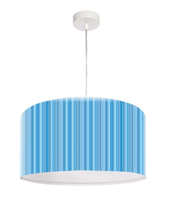 Niebieska wisząca lampa w prążki Laurent 50cm