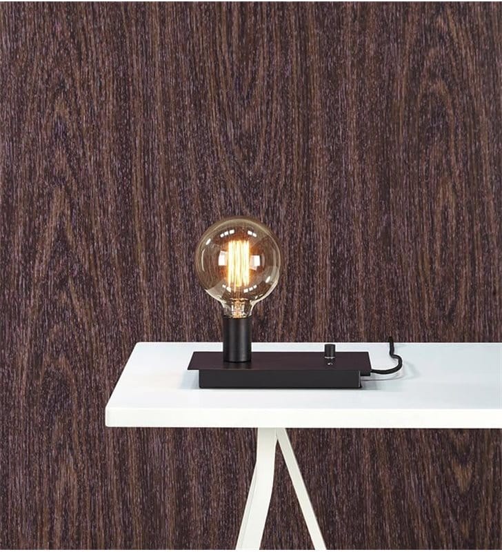 Industrialna nowoczesna czarna lampa stołowa Load z USB do ładowania telefonu dekoracyjna żarówka