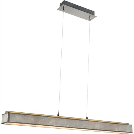 Srebrna podłużna prostokątna lampa wisząca Amy I LED do jadalni kuchni nad stół - OD RĘKI