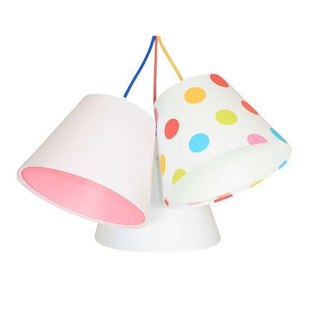 Lampa dziewczęca 3 materiałowe abażury Kolorowe Grochy wielobarwna dziecięca