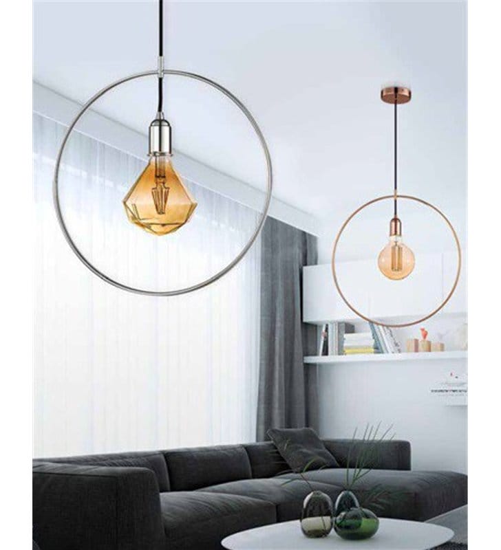 Lampa wisząca Krug Chrom metalowa minimalistyczna obręcz średnica 40cm