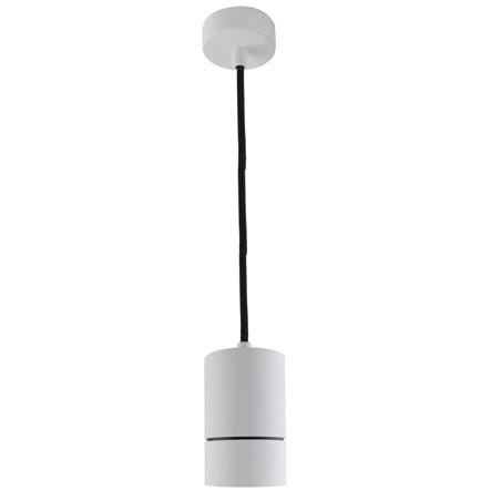 Lampa wisząca Raffael biała z czarnym tekstylnym przewodem styl nowoczesny techniczny